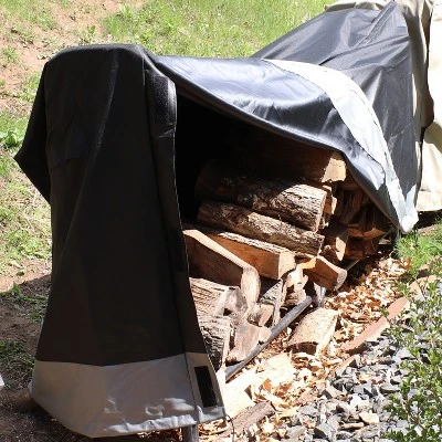 Sunnydaze Decor Sunnydaze Outdoor Weather-Resistant Heavy-Duty Polyester With PVC Backing Firewood Log Rack Cover - Gray And Black 7 Sunnydaze Decor Sunnydaze Outdoor Weather-Resistant Heavy-Duty Polyester With PVC Backing Firewood Log Rack Cover - Gray And Black - Image 5