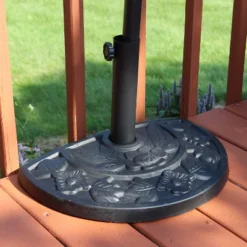 Sunnydaze Decor 33 Sunnydaze Decor Sunnydaze Round Half Outdoor/Patio Umbrella - Floral Resin - 19" - Black