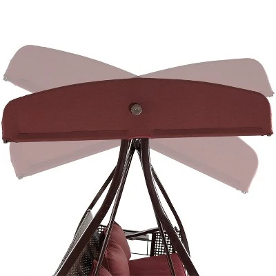 Sunnydaze Decor Sunnydaze Outdoor Deluxe 3-Person Patio Swing With Tilting Canopy Shade, Cushions And Side Tables 4 Sunnydaze Decor Sunnydaze Outdoor Deluxe 3-Person Patio Swing With Tilting Canopy Shade, Cushions And Side Tables - Image 2