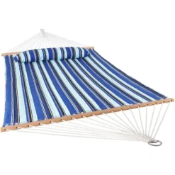Sunnydaze Decor Sunnydaze Outdoor 2-Person Double Polyester Quilted Hammock With Wood Spreader Bar And Matte Blue Steel Multi-Use Stand - Catalina Beach 10 Sunnydaze Decor Sunnydaze Outdoor 2-Person Double Polyester Quilted Hammock With Wood Spreader Bar And Matte Blue Steel Multi-Use Stand - Catalina Beach -Sunnydaze Decor GUEST 7bf6b787 f7cb 4f8c b8c0 7103522058c9