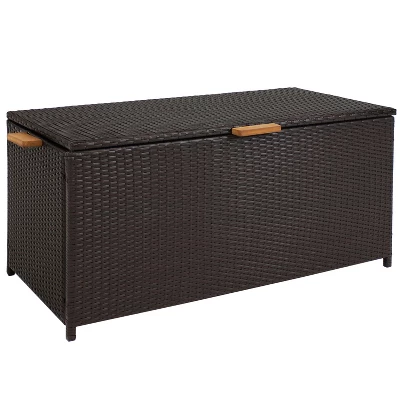 Sunnydaze Decor Sunnydaze 75 Gallon Indoor/Outdoor Acacia Wood And Resin Wicker Storage Deck Box With Hinged Lid 13 Sunnydaze Decor Sunnydaze 75 Gallon Indoor/Outdoor Acacia Wood And Resin Wicker Storage Deck Box With Hinged Lid - Image 11