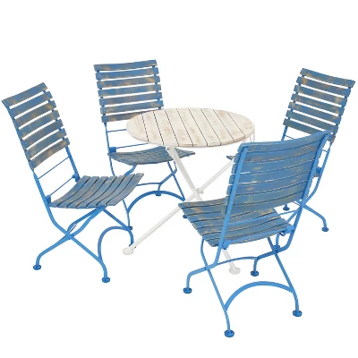 Sunnydaze Decor Sunnydaze Indoor/Outdoor Shabby Chic Cafe Chestnut Wood Folding Bistro Table And Chairs - 5pc 11 Sunnydaze Decor Sunnydaze Indoor/Outdoor Shabby Chic Cafe Chestnut Wood Folding Bistro Table And Chairs - 5pc - Image 9