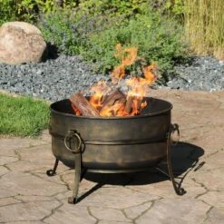 Sunnydaze Decor Sunnydaze Outdoor Camping Or Backyard Round Cauldron Fire Pit With Spark Screen, Log Poker, And Metal Wood Grate -Sunnydaze Decor GUEST 7fa7934f fe07 4a17 bd1c ae395e891a07