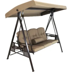 Sunnydaze Decor Sunnydaze Outdoor 3-Person Aluminum Patio Swing With Adjustable Canopy, Cushions And Pillow 17 Sunnydaze Decor Sunnydaze Outdoor 3-Person Aluminum Patio Swing With Adjustable Canopy, Cushions And Pillow -Sunnydaze Decor GUEST 80427e80 909a 45cf 9726 35771c8ceec4