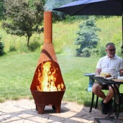 Sunnydaze Decor Sunnydaze Outdoor Backyard Patio Mexican Style Oxidized Steel Wood-Burning Fire Pit Chiminea - 6' - Rust -Sunnydaze Decor GUEST 809d166d 8f96 440d 83f6 967fb842fbc2