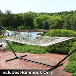 Sunnydaze Decor Sunnydaze Large Two-Person Double Wide 100% Cotton Rope Hammock With Spreader Bars For Patio And Backyard - 450 Lb Weight Capacity -Sunnydaze Decor GUEST 810c3f55 6e02 44b9 b880 4fd2f1a26f72