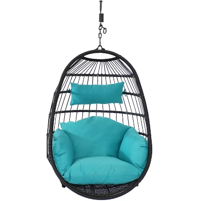 Sunnydaze Decor Sunnydaze Outdoor Resin Wicker Patio Penelope Hanging Basket Egg Chair Swing With Cushions And Headrest - 2pc 8 Sunnydaze Decor Sunnydaze Outdoor Resin Wicker Patio Penelope Hanging Basket Egg Chair Swing With Cushions And Headrest - 2pc - Image 6