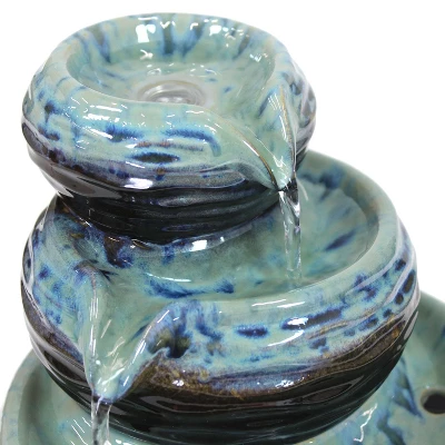 Sunnydaze Decor Sunnydaze Indoor Home Decorative Glazed Ceramic 3-Tiered Modern Textured Bowls Tabletop Water Fountain - 7" 4 Sunnydaze Decor Sunnydaze Indoor Home Decorative Glazed Ceramic 3-Tiered Modern Textured Bowls Tabletop Water Fountain - 7" - Image 2