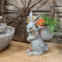 Sunnydaze Decor Sunnydaze 17" Roman The Carrot Collector Rabbit Indoor/Outdoor Statue Figurine - Patio, Lawn And Garden Decoration