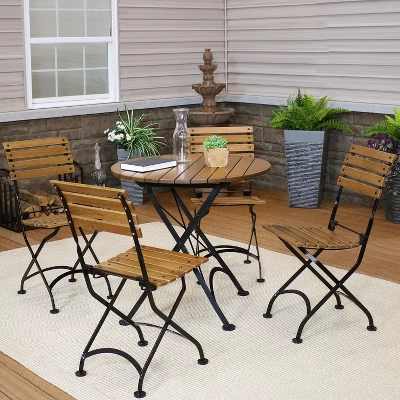 Sunnydaze Decor Sunnydaze Indoor/Outdoor Modern Chestnut Wood Folding Bistro Table And Chairs - Dark Brown - 5pc 3 Sunnydaze Decor Sunnydaze Indoor/Outdoor Modern Chestnut Wood Folding Bistro Table And Chairs - Dark Brown - 5pc