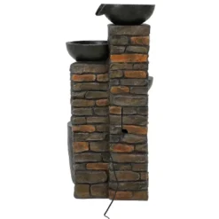 Sunnydaze Decor Sunnydaze 34"H Electric Polyresin Staggered Bowls Tiered Outdoor Water Fountain With LED Lights -Sunnydaze Decor GUEST 8608b712 7967 4d3d 80a6 9a2f966c9ece