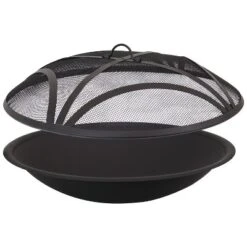 Sunnydaze Decor Sunnydaze Outdoor Replacement Steel Fire Pit Bowl With Spark Screen - Black -Sunnydaze Decor GUEST 86696e2b 6e53 4c5f ba13 896874d3dd12