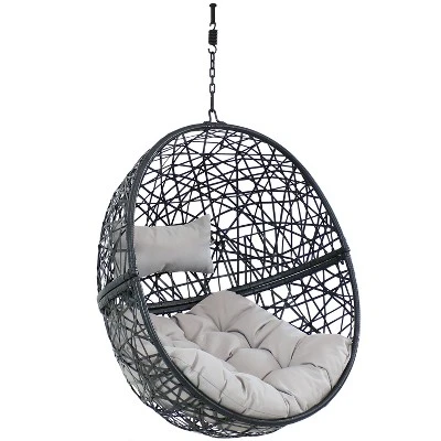 Sunnydaze Decor Sunnydaze Outdoor Resin Wicker Patio Jackson Hanging Basket Egg Chair Swing With Cushions And Headrest - 2pc 12 Sunnydaze Decor Sunnydaze Outdoor Resin Wicker Patio Jackson Hanging Basket Egg Chair Swing With Cushions And Headrest - 2pc - Image 10