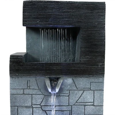 Sunnydaze Decor Sunnydaze Indoor Home Office Polyresin Modern Tiered Brick Wall Tabletop Water Fountain With LED Light - 13" 5 Sunnydaze Decor Sunnydaze Indoor Home Office Polyresin Modern Tiered Brick Wall Tabletop Water Fountain With LED Light - 13" - Image 3