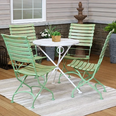 Sunnydaze Decor Sunnydaze Indoor/Outdoor Shabby Chic Cafe Chestnut Wood Folding Bistro Table And Chairs - 5pc 3 Sunnydaze Decor Sunnydaze Indoor/Outdoor Shabby Chic Cafe Chestnut Wood Folding Bistro Table And Chairs - 5pc