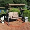 Sunnydaze Decor Sunnydaze 2-Person Outdoor Patio Swing With Adjustable Canopy Shade, Cushions And Pillow, Beige -Sunnydaze Decor GUEST 8b39c3a0 6c26 4cde ad11 115c1ffbe56f