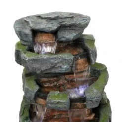 Sunnydaze Decor Sunnydaze 24"H Electric Polyresin And Fiberglass Tiered Stone Waterfall Outdoor Water Fountain With LED Lights -Sunnydaze Decor GUEST 8e1c9328 59b2 4dea a3e6 2c068f7fb7c6