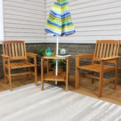 Sunnydaze Decor Sunnydaze Outdoor Meranti Wood With Teak Oil Finish Patio Table And Chairs Conversation Set - Brown - 3pc -Sunnydaze Decor GUEST 8f911fb2 f28e 4b8c 94fc 296ff0d7bb33