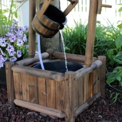 Sunnydaze Decor Sunnydaze 46"H Fir Wood Rustic Wishing Well Outdoor Water Fountain -Sunnydaze Decor GUEST 8f956135 6ddd 4246 8792 3729b056c619