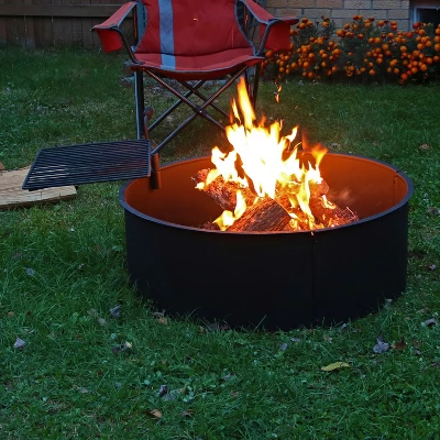 Sunnydaze Decor Sunnydaze Outdoor Heavy-Duty Steel Portable Campfire Ring With Cooking Grate And Fire Poker - 36" - Black 7 Sunnydaze Decor Sunnydaze Outdoor Heavy-Duty Steel Portable Campfire Ring With Cooking Grate And Fire Poker - 36" - Black - Image 5