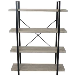 Sunnydaze Decor Sunnydaze 4 Shelf Industrial Style Freestanding Etagere Bookshelf With Wood Veneer Shelves - Oak Gray Veneer 12 Sunnydaze Decor Sunnydaze 4 Shelf Industrial Style Freestanding Etagere Bookshelf With Wood Veneer Shelves - Oak Gray Veneer -Sunnydaze Decor GUEST 91262790 e93e 40ef be48 1467d1a9b542