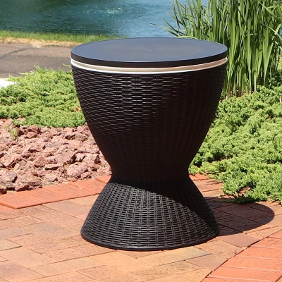 Sunnydaze Decor Sunnydaze Rattan Design Patio Bar Cooler Table With Height-Adjustable Tabletop - Phantom Gray 8 Sunnydaze Decor Sunnydaze Rattan Design Patio Bar Cooler Table With Height-Adjustable Tabletop - Phantom Gray - Image 6