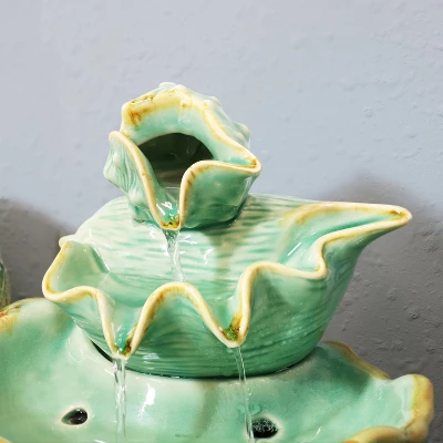 Sunnydaze Decor Sunnydaze Indoor Home Decorative Stacked Tiered Seashells Tabletop Water Fountain Feature - 7" - Green 6 Sunnydaze Decor Sunnydaze Indoor Home Decorative Stacked Tiered Seashells Tabletop Water Fountain Feature - 7" - Green - Image 4