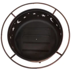 Sunnydaze Decor Sunnydaze Outdoor Camping Or Backyard Round Cosmic Stars And Moons Fire Pit With Cooking Grill Grate, Spark Screen, And Log Poker - 30" -Sunnydaze Decor GUEST 918f1a74 78ad 4277 8bac ff15e6d9bd6e