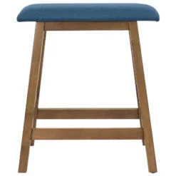 Sunnydaze Decor Sunnydaze Set Of 2 Indoor Wooden Backless Counter-Height Stools - Weathered Oak Finish With Blue Cushions -Sunnydaze Decor GUEST 92160530 a46b 4493 8096 1428c1f54e7a