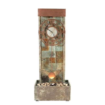 Sunnydaze Decor Sunnydaze 49"H Electric Natural Slate Indoor/Outdoor Water Fountain With Clock And LED Light 8 Sunnydaze Decor Sunnydaze 49"H Electric Natural Slate Indoor/Outdoor Water Fountain With Clock And LED Light - Image 6