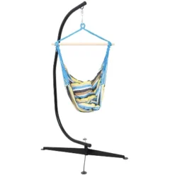 Sunnydaze Decor Sunnydaze Double Cushion Hanging Rope Hammock Chair Swing With C-Stand - 265 Lb. Weight Capacity -Sunnydaze Decor GUEST 92e07da6 7d1a 4d69 8f18 44a7afdab9a0