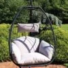 Sunnydaze Decor Sunnydaze Outdoor Resin Wicker Patio Oliver Lounge Hanging Basket Egg Chair Swing With Cushions And Headrest - Gray - 2pc -Sunnydaze Decor GUEST 938f2782 67a3 49fe 9156 8d7f5d8695c0