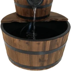 Sunnydaze Decor Sunnydaze 23"H Electric Fir Wood 2-Tier Farmhouse Barrel With Metal Decorative Hand Pump Outdoor Water Fountain -Sunnydaze Decor GUEST 95d61fd1 cc8f 415c ab84 8e2d9d210007
