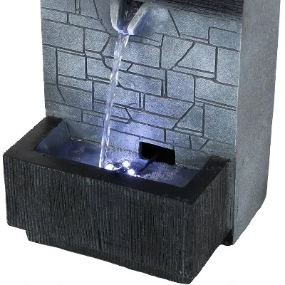 Sunnydaze Decor Sunnydaze Indoor Home Office Polyresin Modern Tiered Brick Wall Tabletop Water Fountain With LED Light - 13" 6 Sunnydaze Decor Sunnydaze Indoor Home Office Polyresin Modern Tiered Brick Wall Tabletop Water Fountain With LED Light - 13" - Image 4