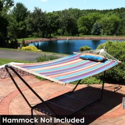 Sunnydaze Decor Sunnydaze Portable Heavy-Duty Steel Hammock Stand Only For Camping And Spreader Bar Styles - 330 Lb Capacity/10' Stand - Black 11 Sunnydaze Decor Sunnydaze Portable Heavy-Duty Steel Hammock Stand Only For Camping And Spreader Bar Styles - 330 Lb Capacity/10' Stand - Black -Sunnydaze Decor GUEST 9654d742 9513 49a5 a7bf b9edf8faa731