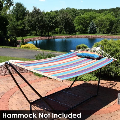 Sunnydaze Decor Sunnydaze Portable Heavy-Duty Steel Hammock Stand Only For Camping And Spreader Bar Styles - 330 Lb Capacity/10' Stand - Black 6 Sunnydaze Decor Sunnydaze Portable Heavy-Duty Steel Hammock Stand Only For Camping And Spreader Bar Styles - 330 Lb Capacity/10' Stand - Black - Image 4