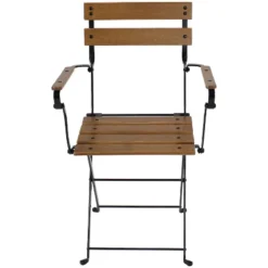 Sunnydaze Decor Sunnydaze Indoor/Outdoor Patio Or Dining Basic Chestnut Wooden Folding Bistro Arm Chair - Brown -Sunnydaze Decor GUEST 96740dc5 bdbd 49b8 afcf 57d40092c84c