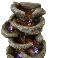 Sunnydaze Decor Sunnydaze Indoor Home Office Relaxing 6-Tiered Stone Falls Tabletop Water Fountain With LED Lights - 15" -Sunnydaze Decor GUEST 975aa72a 2ebf 4c27 8b51 bacbf7fb7def