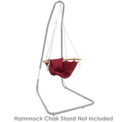 Sunnydaze Decor Sunnydaze Audrey Olefin Fabric Outdoor Hammock Chair Swing With Bamboo Wood Armrest And Cushion - 260 Lb Weight Capacity - Red -Sunnydaze Decor GUEST 97fb8f95 ec68 41dc 9cb3 0f67dd9e215c