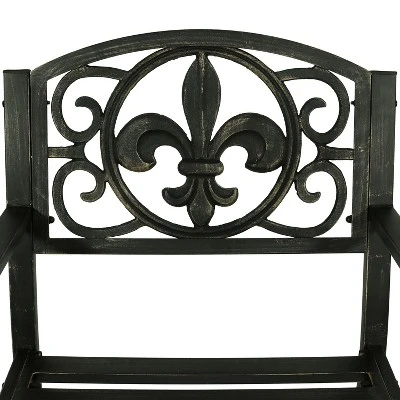 Sunnydaze Decor Sunnydaze Traditional Fleur-de-Lis Design Cast Iron And Steel Outdoor Rocking Chair 4 Sunnydaze Decor Sunnydaze Traditional Fleur-de-Lis Design Cast Iron And Steel Outdoor Rocking Chair - Image 2