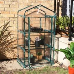 Sunnydaze Decor Sunnydaze Outdoor Portable Growing Rack 3-Tier Greenhouse With Roll-Up Door - 3 Shelves - Clear -Sunnydaze Decor GUEST 98a8b6e4 f2b8 4a60 9d38 e64c85110e30