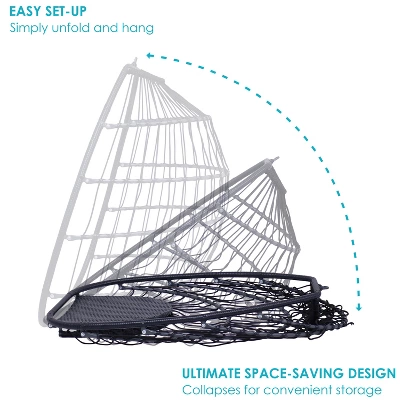 Sunnydaze Decor Sunnydaze Outdoor Resin Wicker Patio Oliver Lounge Hanging Basket Egg Chair Swing With Cushions And Headrest - Gray - 2pc 10 Sunnydaze Decor Sunnydaze Outdoor Resin Wicker Patio Oliver Lounge Hanging Basket Egg Chair Swing With Cushions And Headrest - Gray - 2pc - Image 8
