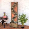 Sunnydaze Decor Sunnydaze 48"H Electric Natural Slate And Copper Accents Descending Staircase Outdoor Water Fountain With LED Light -Sunnydaze Decor GUEST 9b572a27 929e 4a59 b785 02d4c5d19cf6