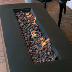 Sunnydaze Decor Sunnydaze 55,000 BTU Rectangular Outdoor Propane Gas Fiberglass Fire Pit Table With Lava Rocks - 56" L - Brown -Sunnydaze Decor GUEST 9c39565b b76c 488d a203 4791a512b4f9