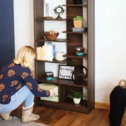 Sunnydaze Decor Sunnydaze Indoor Rosalee 9-Tier Open Bookshelf With Staggered Shelves - Coffee Brown -Sunnydaze Decor GUEST 9c737be2 35d3 459e a1e9 0e3798ed2f15