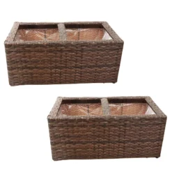 Sunnydaze Decor Sunnydaze 2-Section Rectangle Polyrattan Indoor Planters - 21.5" W X 11.5" D X 9.25" H - 2-Pack 21 Sunnydaze Decor Sunnydaze 2-Section Rectangle Polyrattan Indoor Planters - 21.5" W X 11.5" D X 9.25" H - 2-Pack -Sunnydaze Decor GUEST 9efb1169 412d 42ba 88e3 a053057fcbde