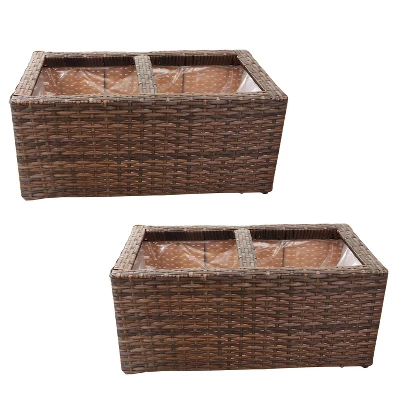Sunnydaze Decor Sunnydaze 2-Section Rectangle Polyrattan Indoor Planters - 21.5" W X 11.5" D X 9.25" H - 2-Pack 12 Sunnydaze Decor Sunnydaze 2-Section Rectangle Polyrattan Indoor Planters - 21.5" W X 11.5" D X 9.25" H - 2-Pack - Image 10