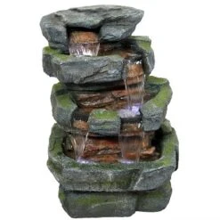 Sunnydaze Decor Sunnydaze 24"H Electric Polyresin And Fiberglass Tiered Stone Waterfall Outdoor Water Fountain With LED Lights -Sunnydaze Decor GUEST a08d169f 386d 4531 aeaf 2885bf4b3c8c