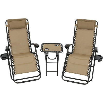 Sunnydaze Decor Sunnydaze Outdoor Fade-Resistant Zero Gravity Chairs With Patio Table, Cup Holders, And Pillows - 2-Pack 14 Sunnydaze Decor Sunnydaze Outdoor Fade-Resistant Zero Gravity Chairs With Patio Table, Cup Holders, And Pillows - 2-Pack - Image 12