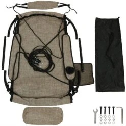 Sunnydaze Decor Sunnydaze Outdoor Olefin Hanging Hammock Chair Swing With Armrests, Side Pouch, Pillow, And Footrest - Beige -Sunnydaze Decor GUEST a2c60e3d 7134 4a5c ac2e 3f8353de1fad